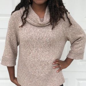 Leo & Nicole Cowl Kneck Tan Sweater
